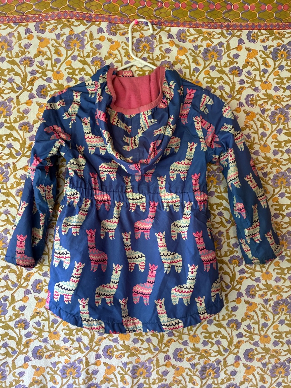 Hatley Pink Lined Kids' Hooded Jacket with Blue Trim - Picture 9 of 12